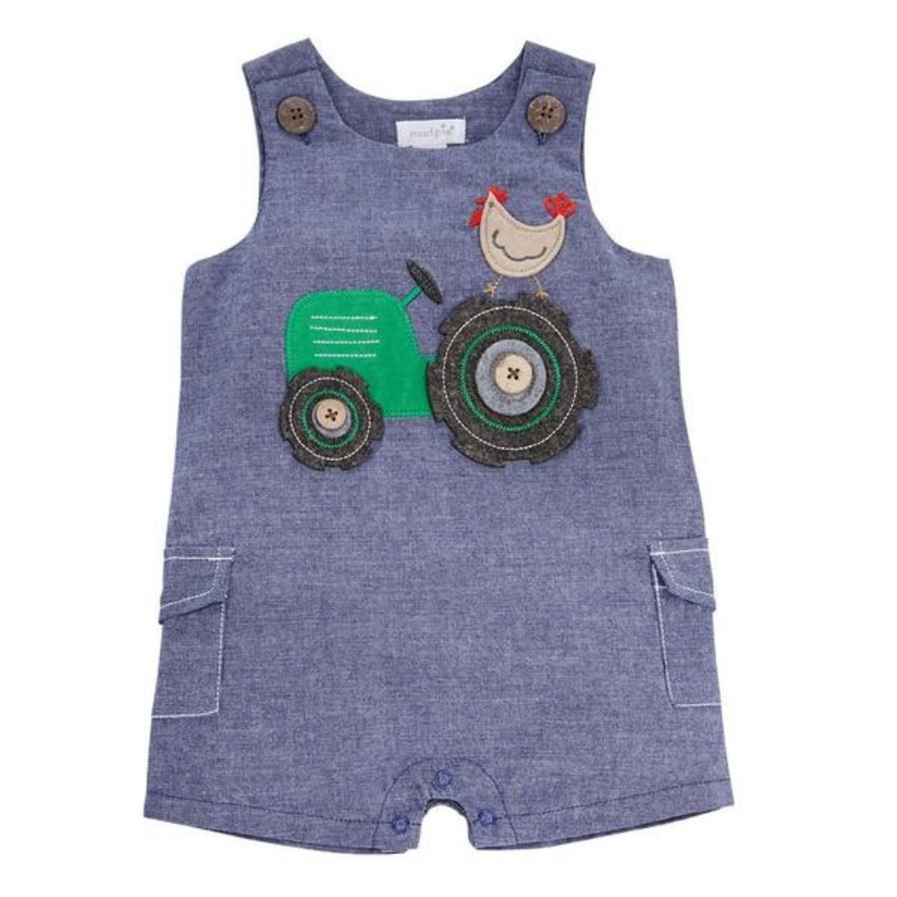 MUD PIE CHAMBRAY TRACTOR SHORTALL